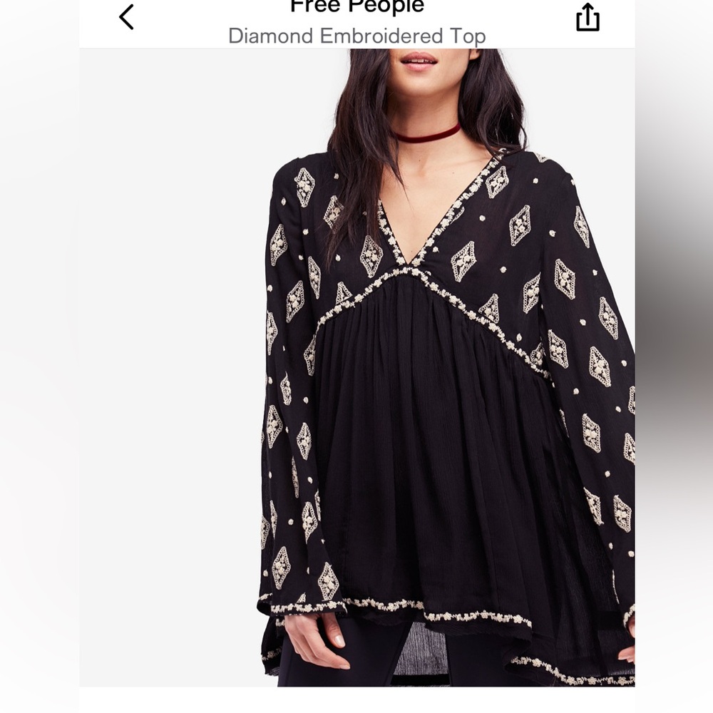 Free People Black Tunic with White Accents - Picture 4 of 10
